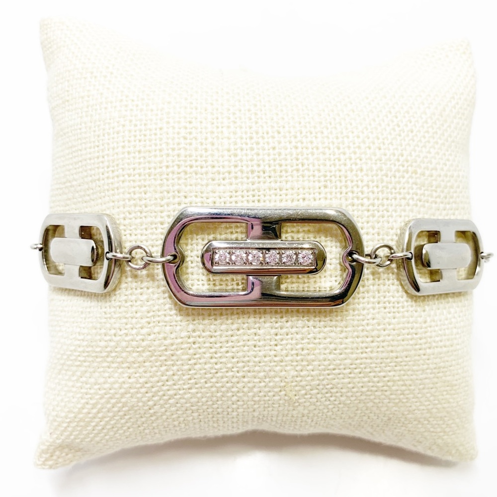 SALE Men Silver CZ Crystal Chain Link Fashion Hip Hop Bracelet